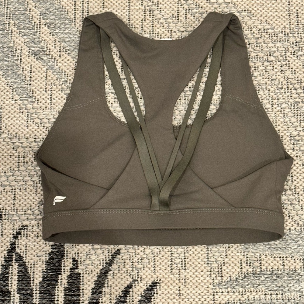 Fabletics Women's XXS Boost Medium Impact Sports Bra Olive Green - Picture 5 of 6